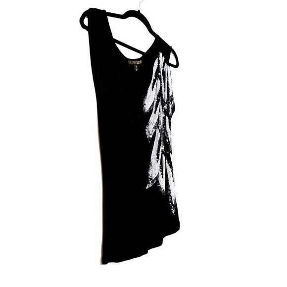 Kische Cowl Neck Sleeveless Sequined Wing Jersey Rayon Tank Top Black Medium - Picture 3 of 5